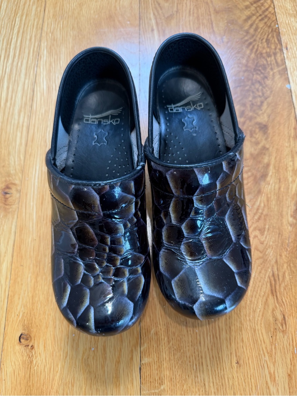Dansko Black Patent Clog Shoes